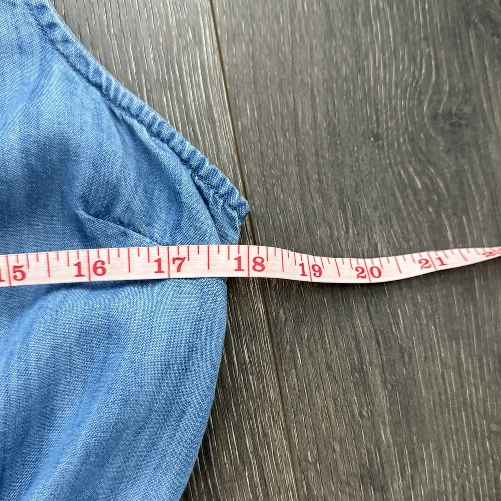 Lands End Blue Chambray Wide Leg 6P Jumpsuit Cottage Boho Resort Travel Coastal - Picture 5 of 11